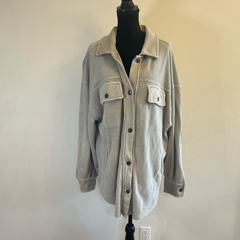 Free People Beige Knit Utility Jacket